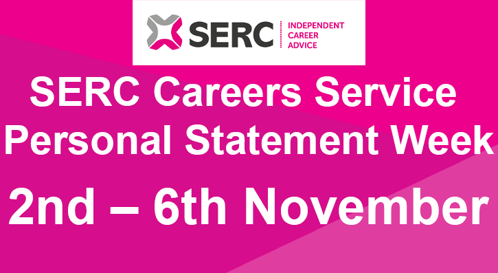 The SERC Careers Service will be hosting Personal Statement Week from Monday 2nd November to Friday 6th November on the Careers Service Student Teams site UCAS Channel. 